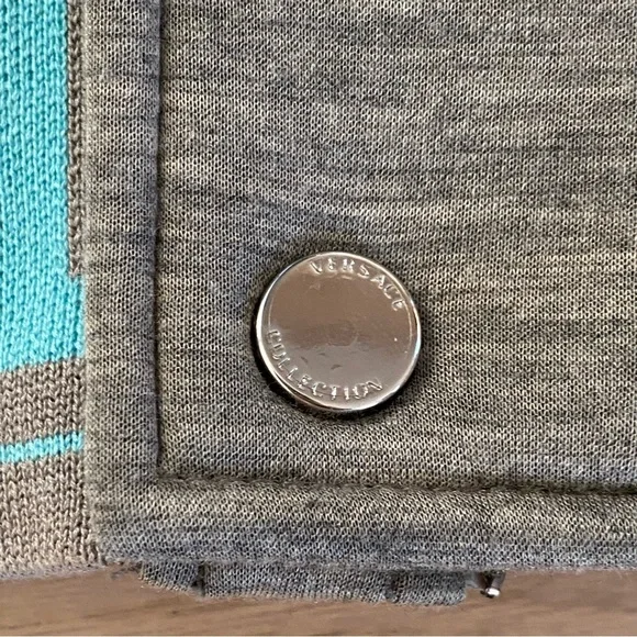 Versace Gray Scuba Bomber Jacket with Turquoise Trim Sz XL - Picture 4 of 13